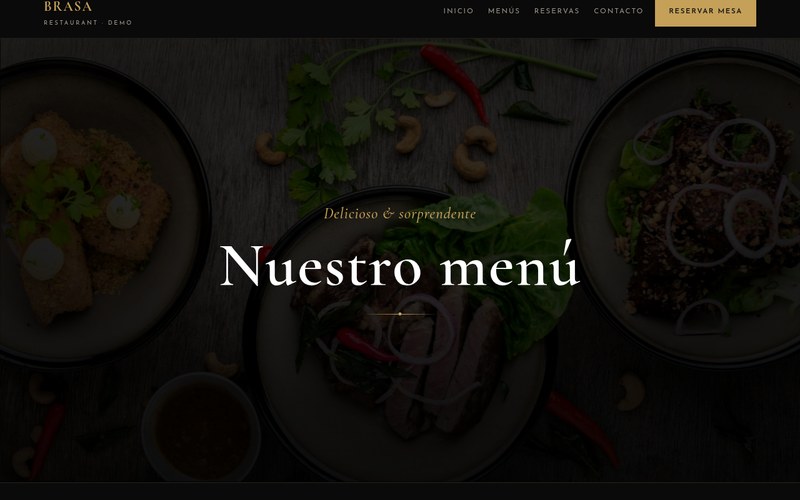 Gastronomía — Dark gold menú (imagen demo)